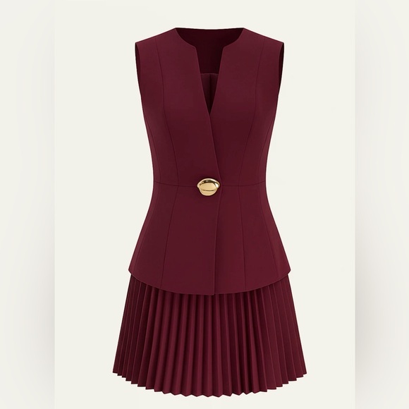 Commense Burgundy Sleeveless Dress - Picture 2 of 6